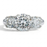 Anel 3 pedras em prata .925 com 5 CT moissanite