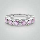 Meia aliança de Prata com ametista