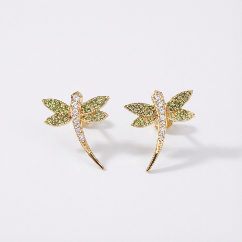 Brinco Libélula com zircônia e topázio