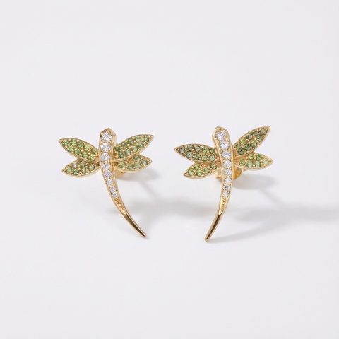 Brinco Libélula com zircônia e topázio