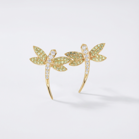 Brinco Libélula com zircônia e topázio