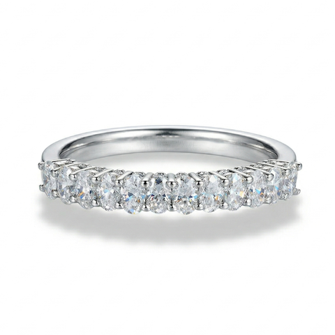 Meia Aliança em prata .925 e 0.8CT Moissanite