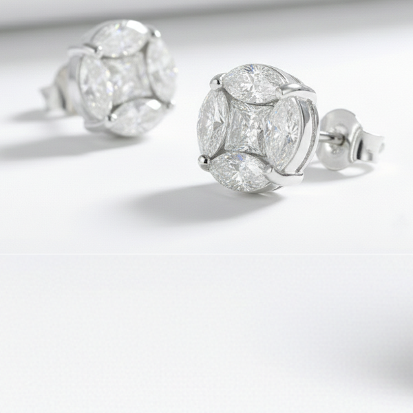 Brinco em prata .925 e 3.2ct Moissanite