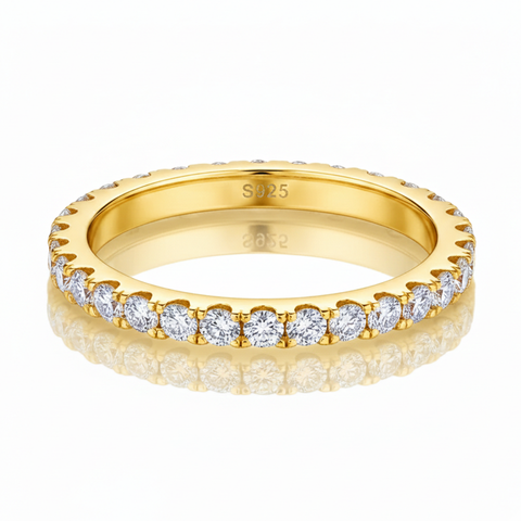 Aliança em prata .925 e 2mm moissanite