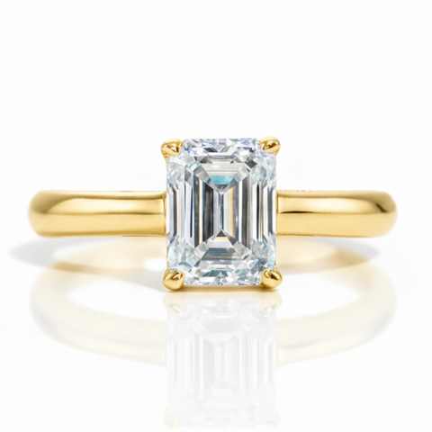 Solitário em prata .925 e 2 CT moissanite octogonal