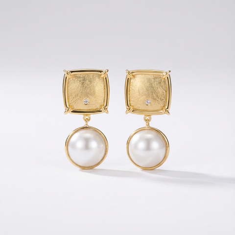 Brinco square pérolas