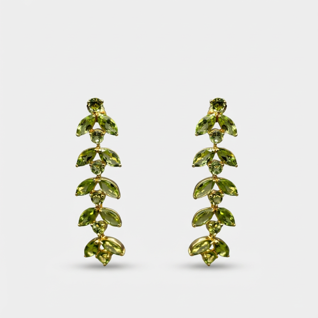 Brinco folhas e topázios