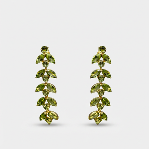 Brinco folhas e topázios