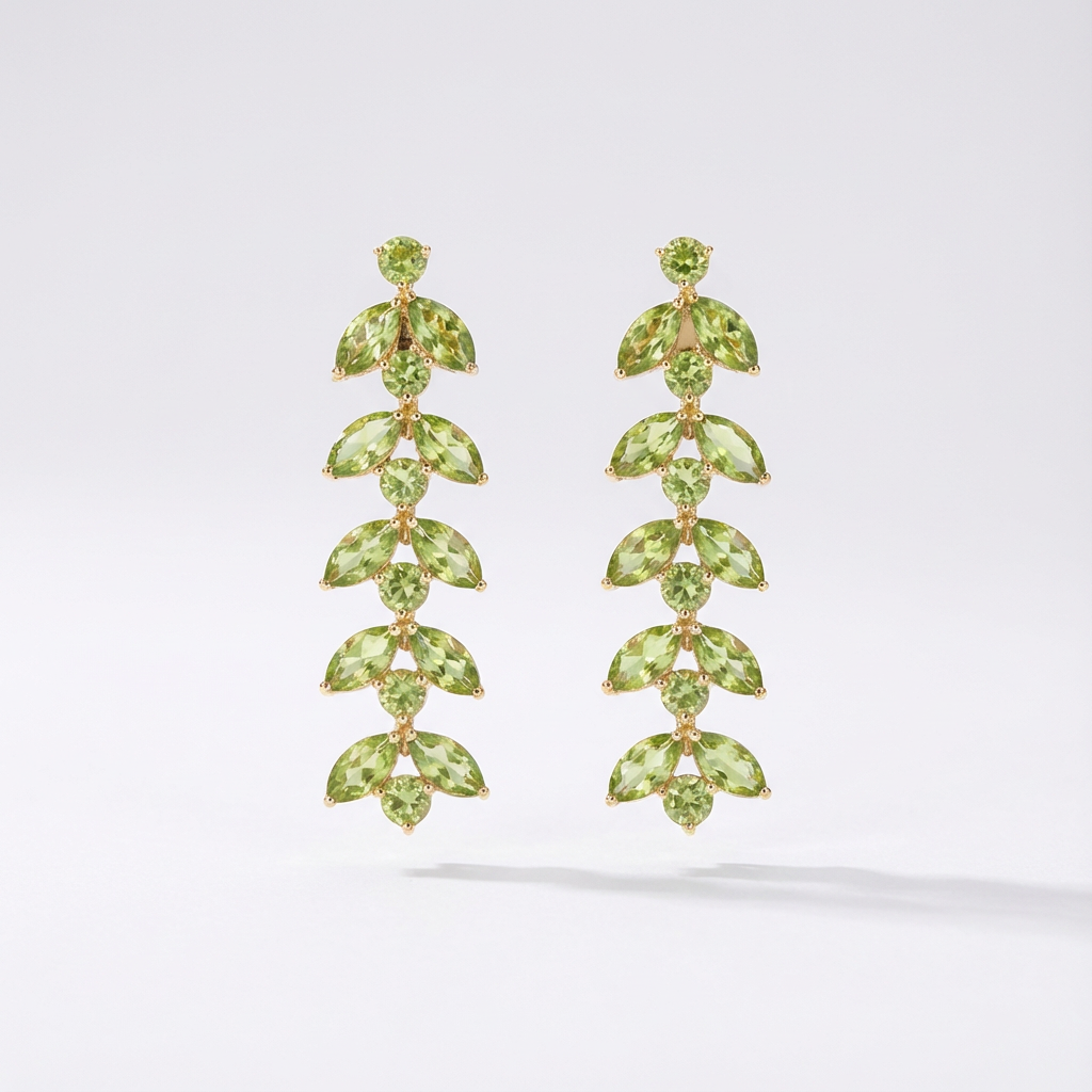 Brinco folhas e topázios