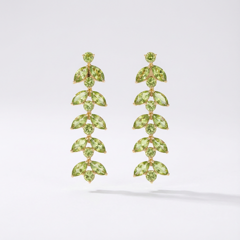 Brinco folhas e topázios