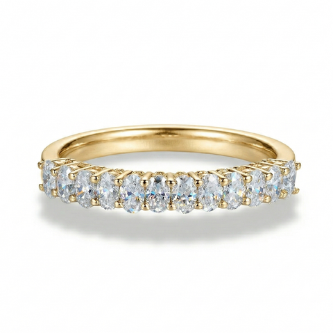 Meia Aliança em prata .925 e 0.8CT Moissanite