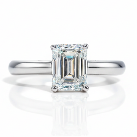 Solitário em prata .925 e 2 CT moissanite octogonal