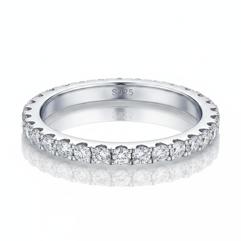 Aliança em prata .925 e 2mm moissanite