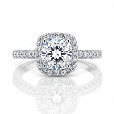 Solitário em prata .925 e 0,5, 1 ou 2CT moissanite