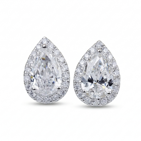 Brinco em prata .925 e moissanite em gota