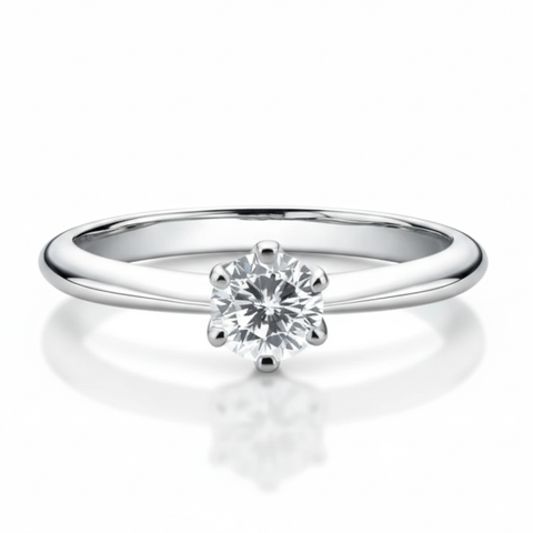 Solitário em prata .925 e 0,5 CT moissanite