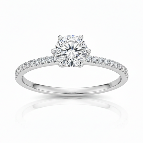 Solitário em prata .925 e 1.0 CT moissanite