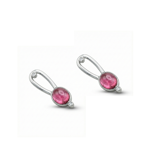 Brinco com rubelita e zircônia.