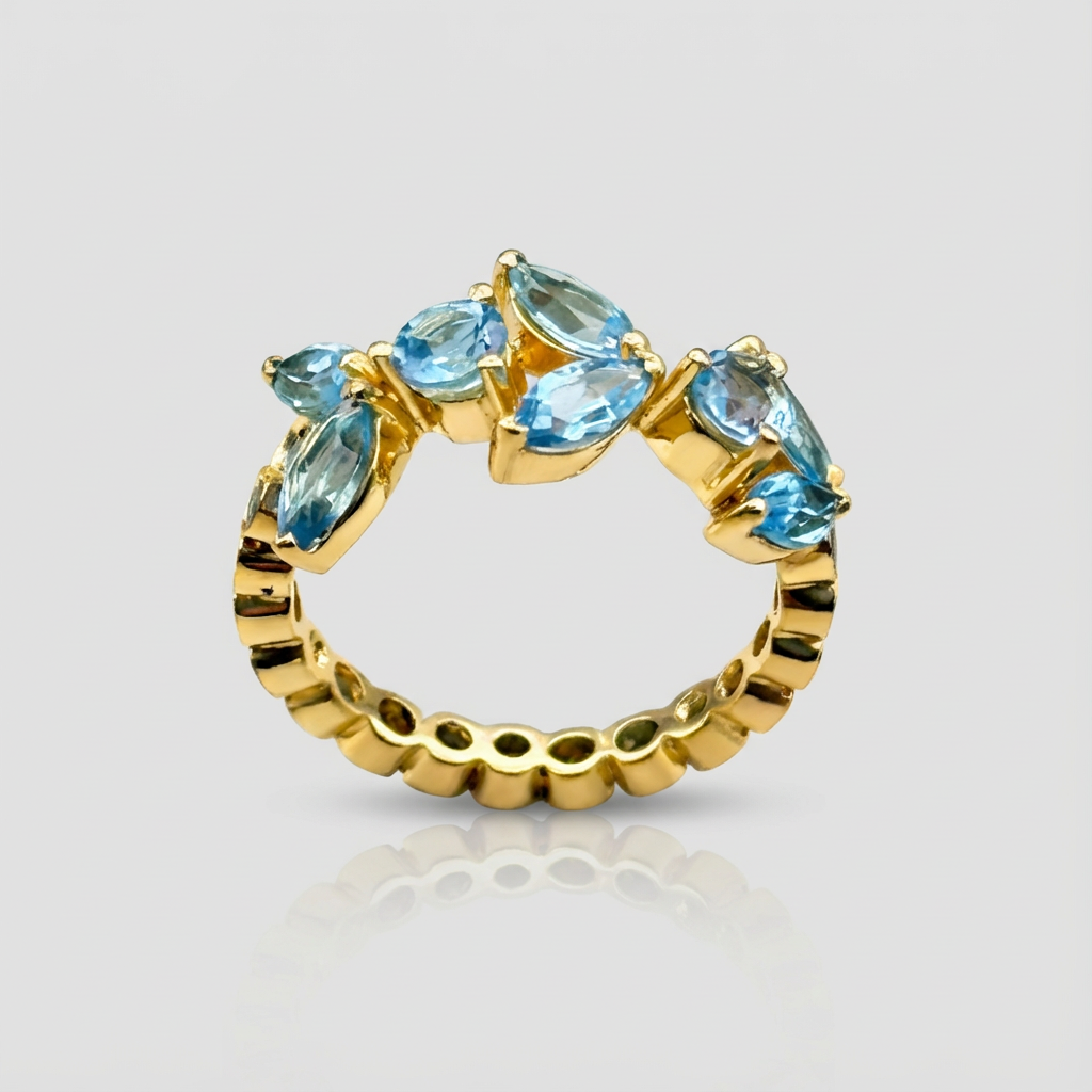 Anel flores com topázio