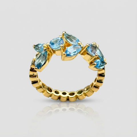 Anel flores com topázio