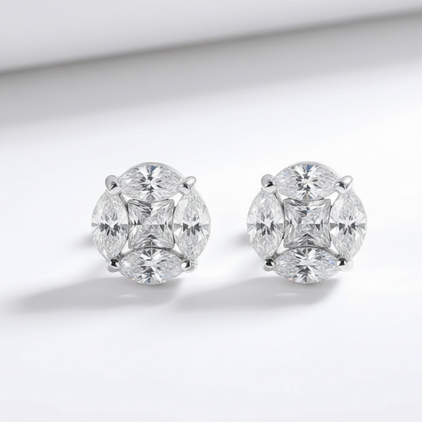 Brinco em prata .925 e 3.2ct Moissanite