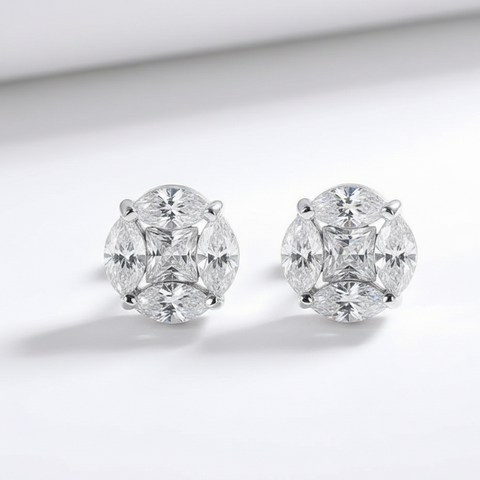 Brinco em prata .925 e 3.2ct Moissanite