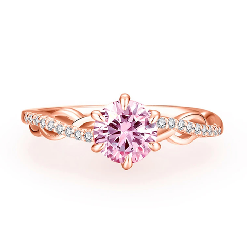 Anel em prata .925 e moissanite rosa
