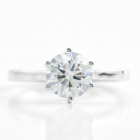 Solitário em prata .925 e 2.0 ct moissanite.