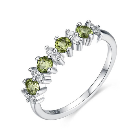 Anel em prata .925 moissanite e peridoto ou ametista