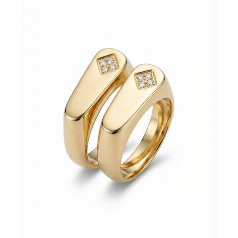 Dupla de Anel com zircônia.