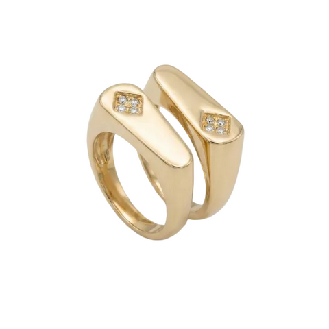 Dupla de Anel com zircônia.