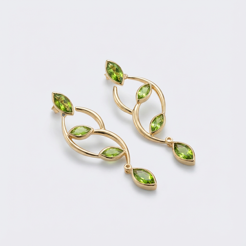 Brinco folhas em topázio