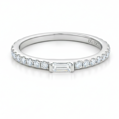 Aliança em prata .925 e 0.15 CT moissanite