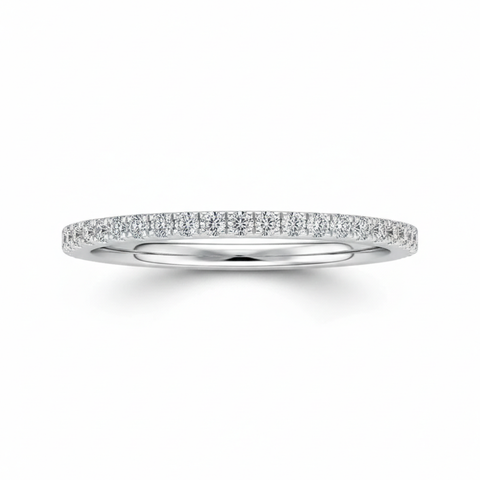 Meia aliança em prata .925 e 1mm moissanite