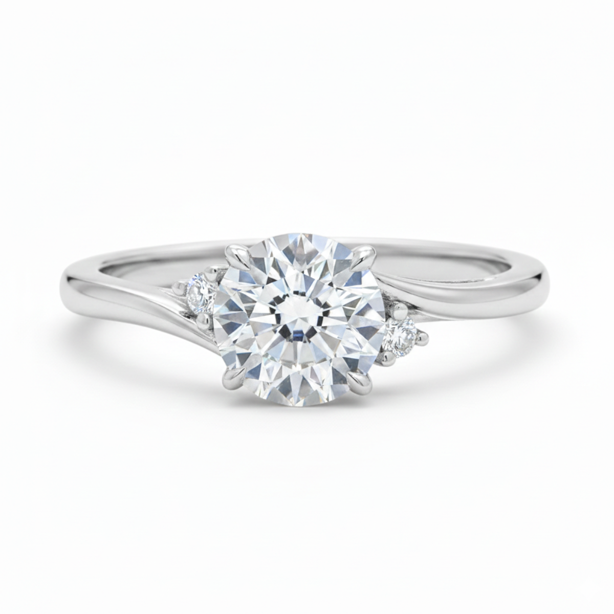 Solitário em prata .925 e 1.0 ct moissanite