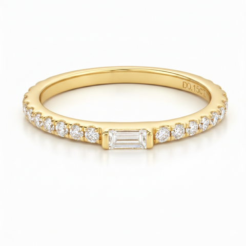 Aliança em prata .925 e 0.15 CT moissanite