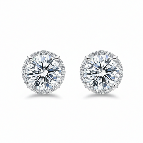 Brinco em prata .925 e 2.0 CT moissanite