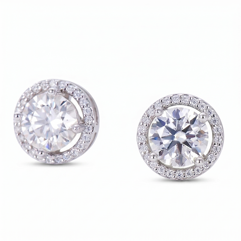 Brincos em prata .925 e 1 a 4 CT Moissanite redondo ou quadrado