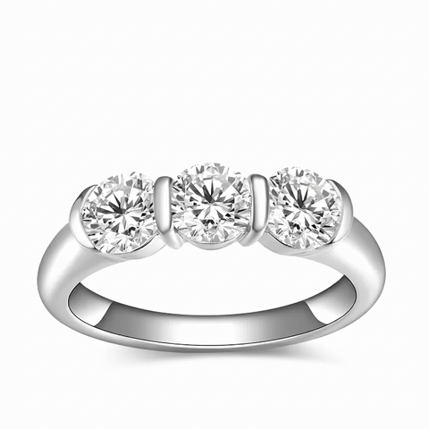 Anel Moissanite em prata .925 e moissanite 5mm