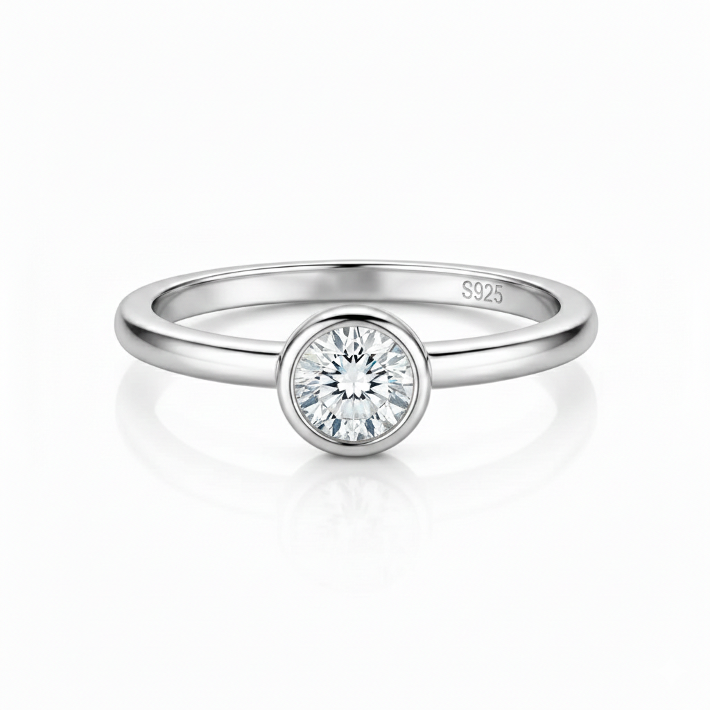 Anel em prata .925 e 0.5ct moissanite