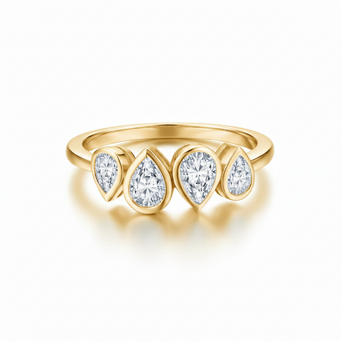 Anel em prata .925 e 5x3mm moissanite Pérola