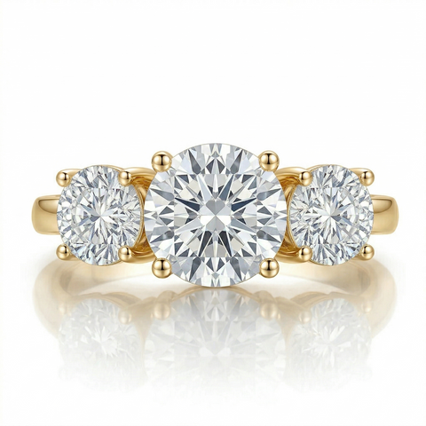 Anel 3 pedras em prata .925 e 4 CT moissanite
