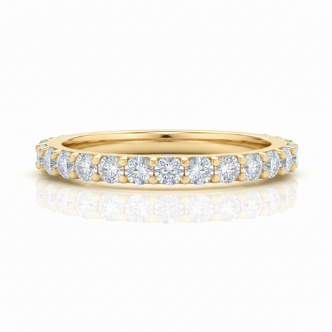 Meia aliança em prata .925 e 2mm moissanite