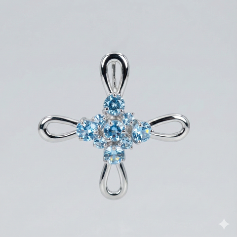 Cruz em topázio azul
