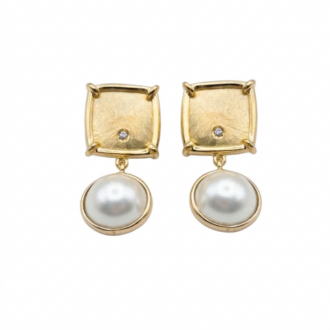 Brinco square pérolas