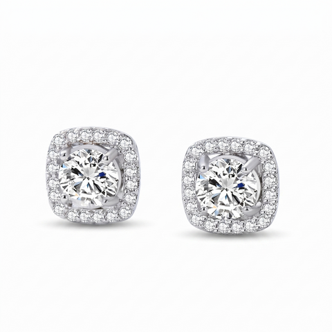 Brincos em prata .925 e 1 a 4 CT Moissanite redondo ou quadrado