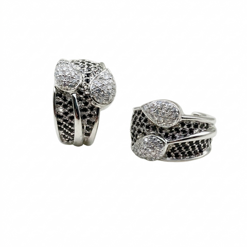 Brinco duo zircônia e onix