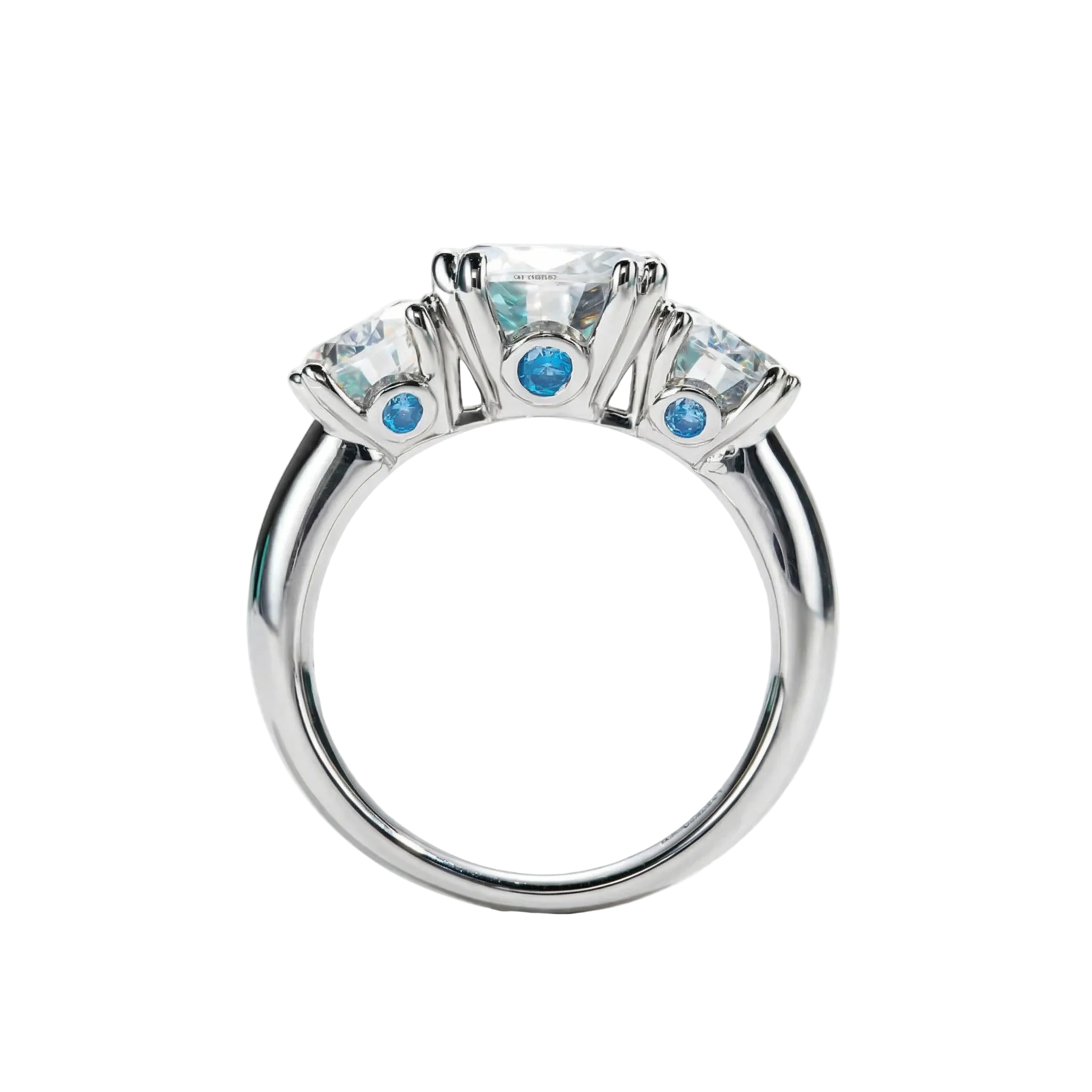 Anel 3 pedras em prata .925 com 5 CT moissanite