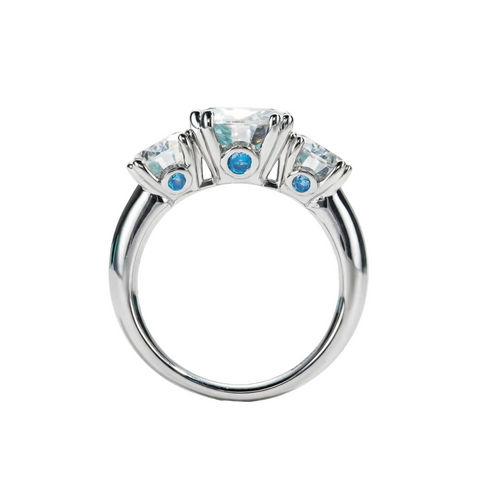 Anel 3 pedras em prata .925 com 5 CT moissanite