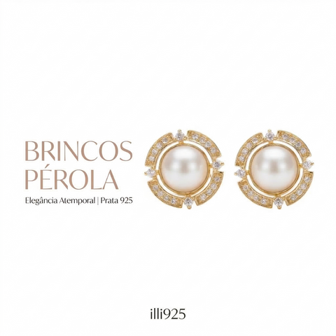 Brinco Clássico com zircônia e pérola